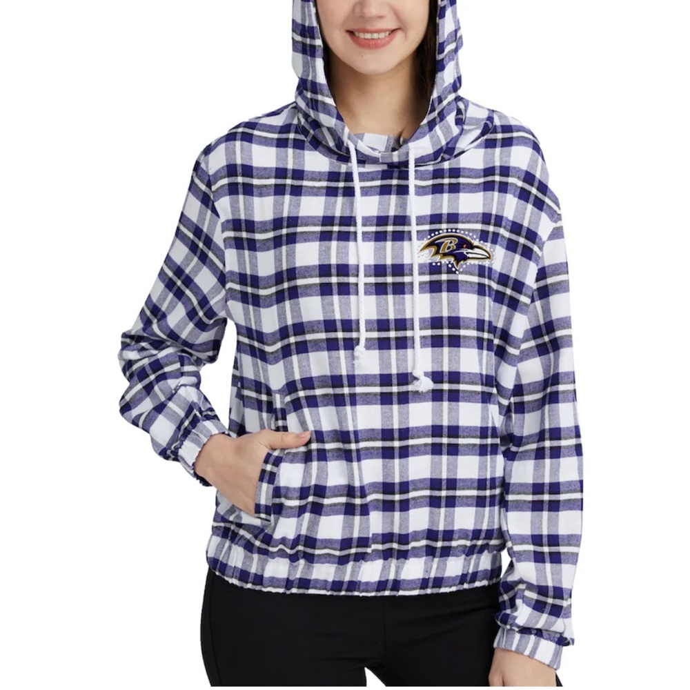 NWT Baltimore Ravens Sienna Flannel Plaid Hoodie